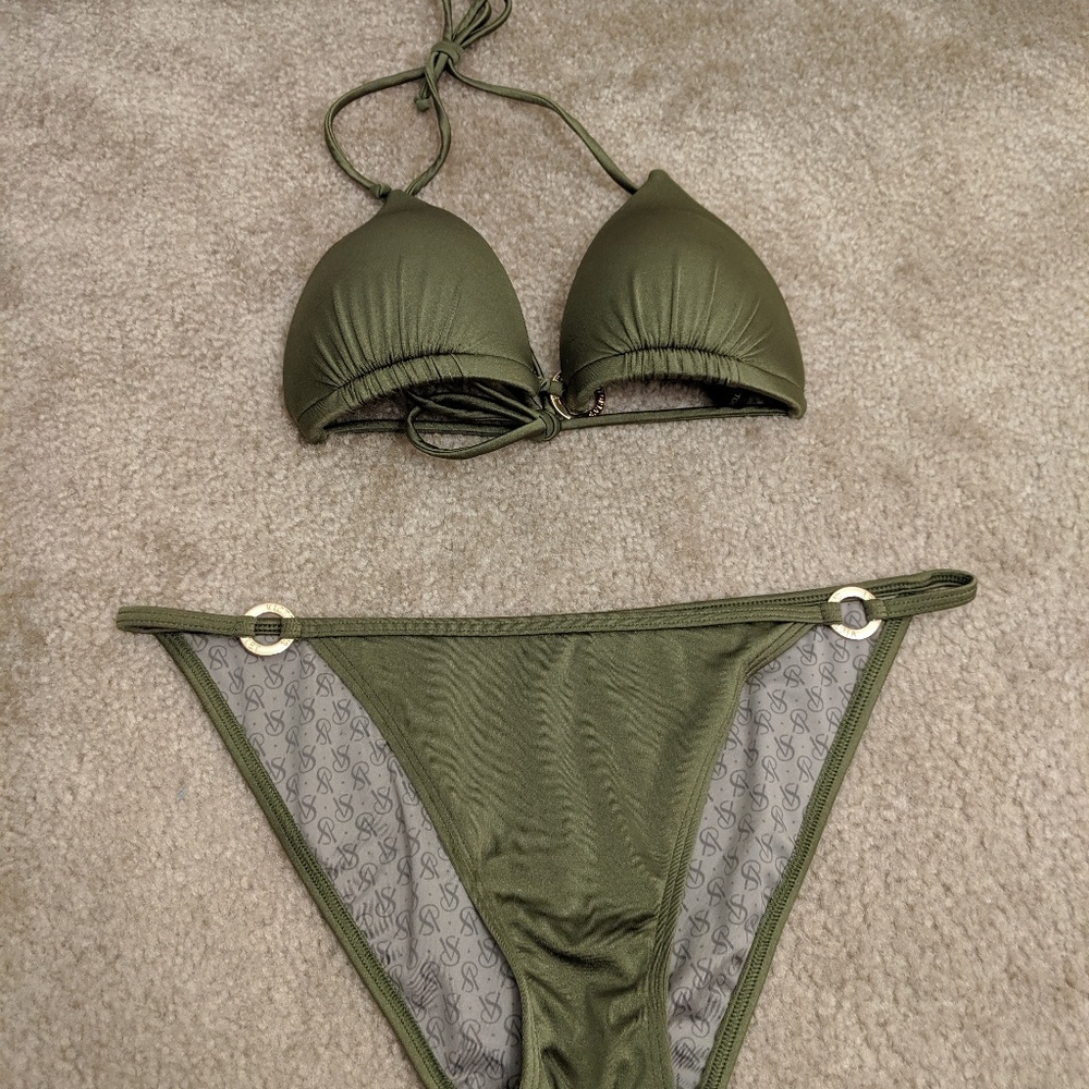 🔥VS Olive green Beach sexy push up bikini